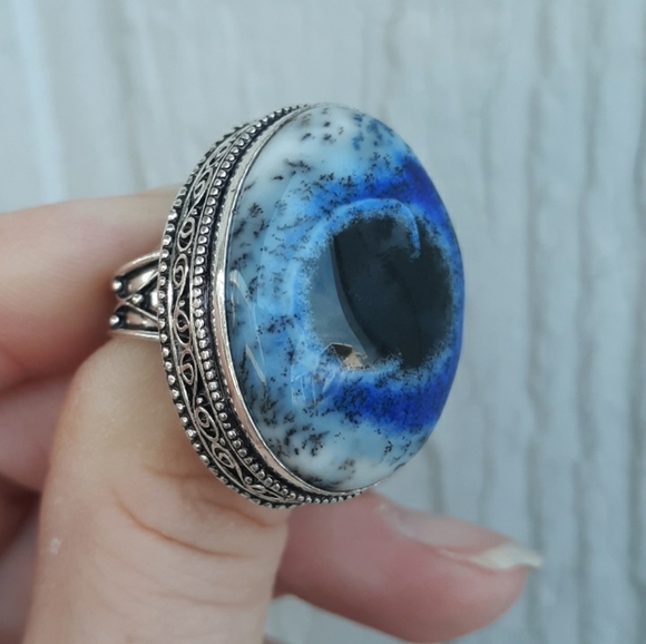 New Dendritic Opal 925 Silver Statement Ring. - Picture 6 of 8